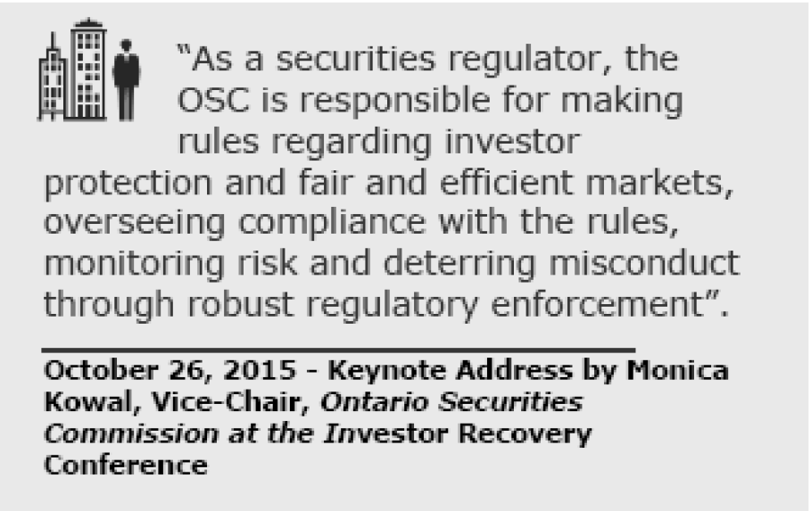 October 26, 2015 -- Keynote Address by Monica Kowal, Vice-Chair, Ontario Securities Commission at the Investor Recover Conference