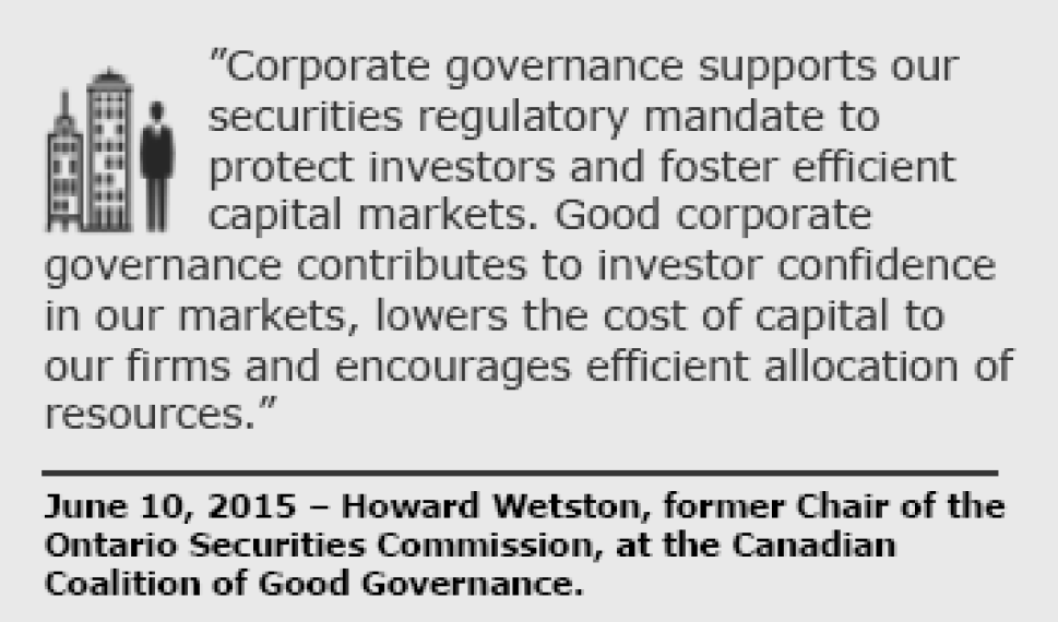 June 10, 2015 -- Howard Wetston, former Chair of the Ontario Securities Commission, at the Canadian Coalition of Good Governance.