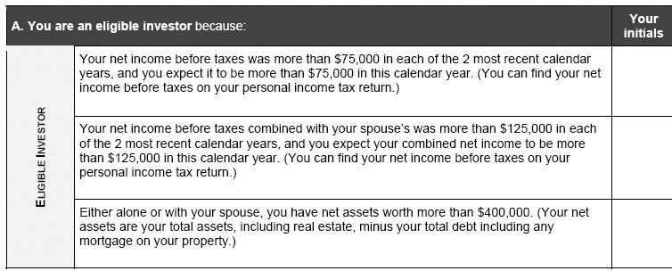 ELIGIBLE INVESTOR