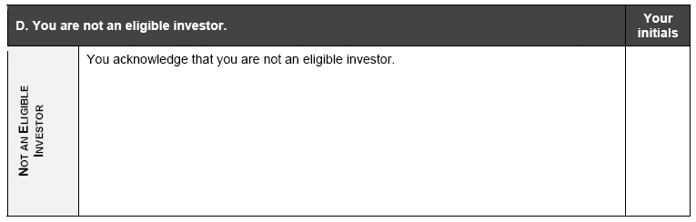 NOT AN ELIGIBLE INVESTOR