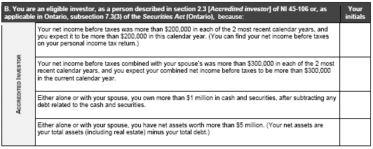 ACCREDITED INVESTOR