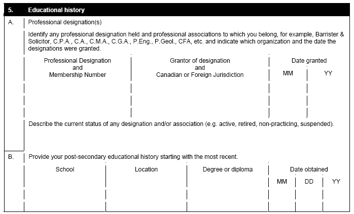 Personal Information Form (contd.)