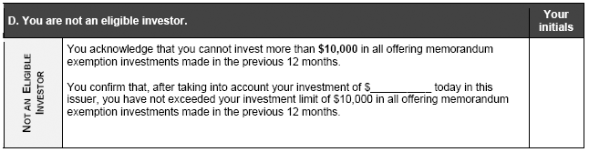 Not an Eligible Investor