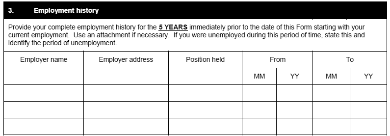 Employment history