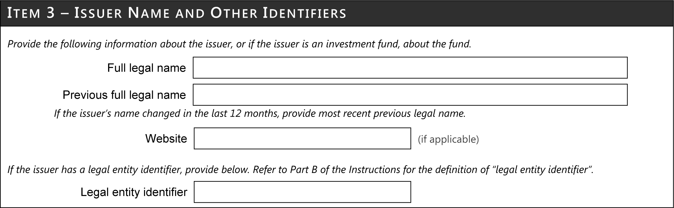 Issuer Name and Other Identifiers