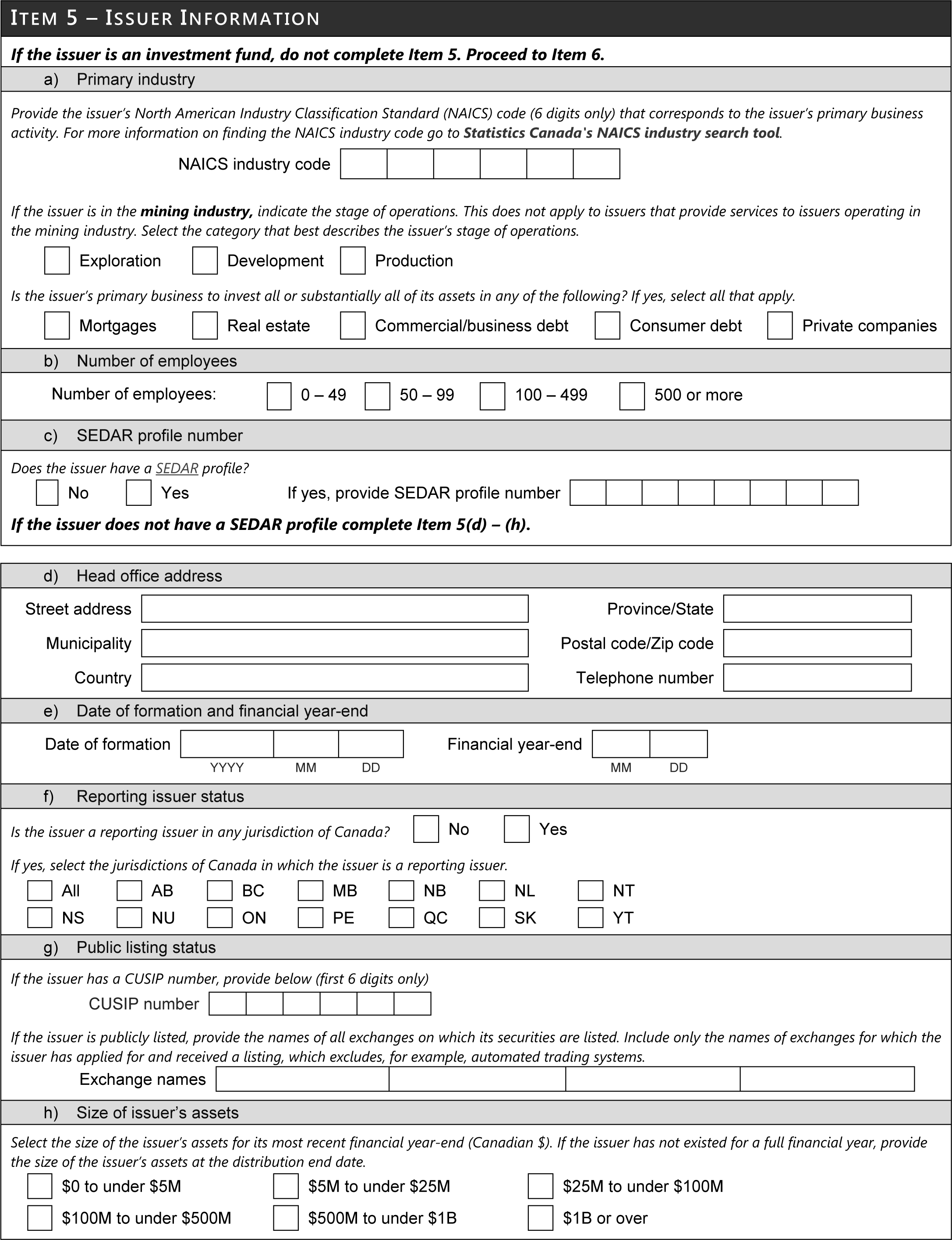 Issuer Information