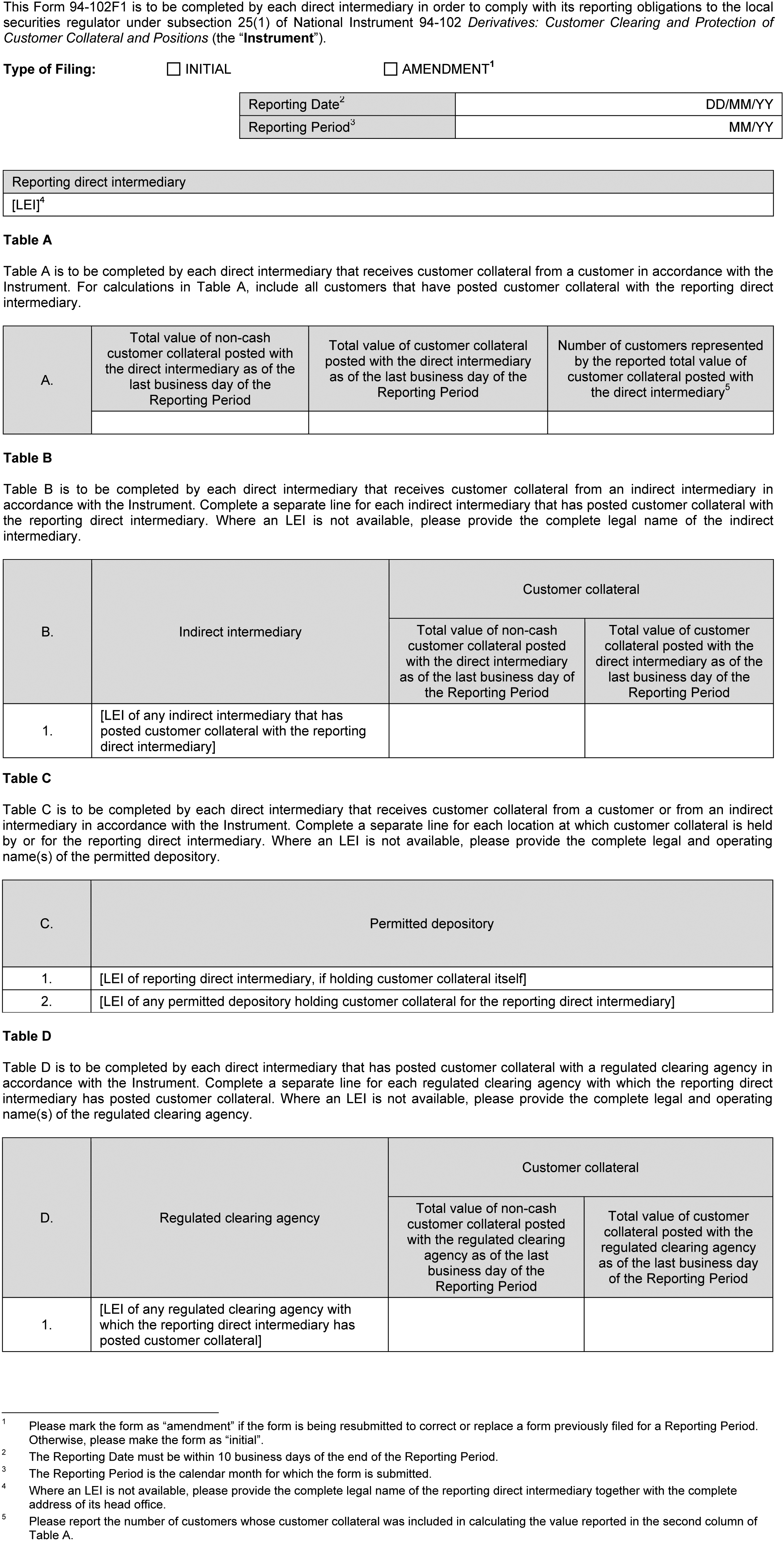 FORM 94-102F1