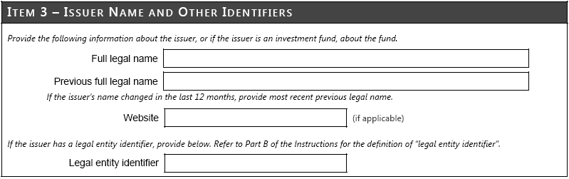 ITEM 3 -- ISSUER NAME AND OTHER IDENTIFIERS