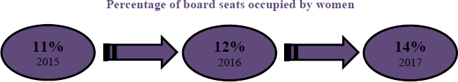 Percentage of board seats occupied by women