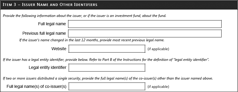 Item 3 -- Issue Name and Other Identifiers