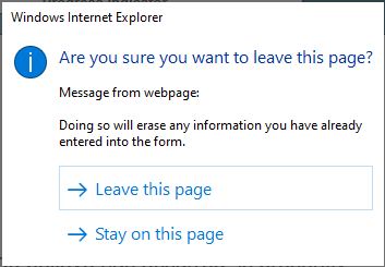 Internet Explorer navigation example