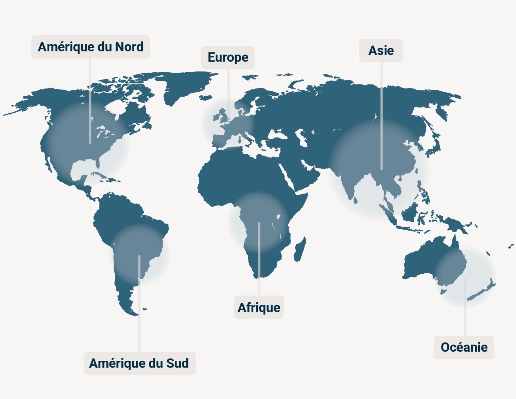 Une carte du monde indiquant où le Programme des dénonciateurs de la CVMO a reçu des indices : Amérique du Nord, Amérique du Sud, Europe, Asie, Afrique et Océanie.