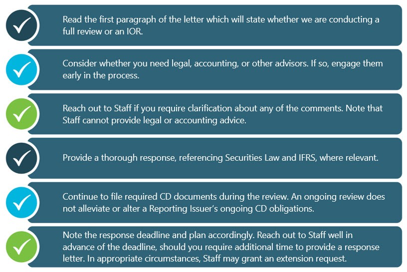 Tips on what to do if you receive a comment letter from the OSC in connection with a continuous disclosure review