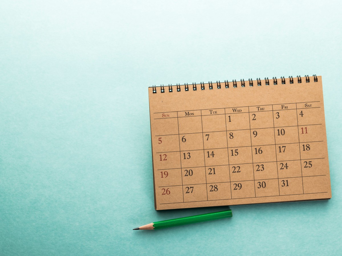 Calendar with green background