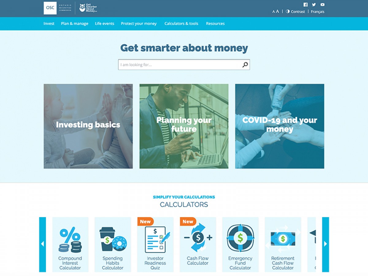 Homepage of GetSmarterAboutMoney.ca