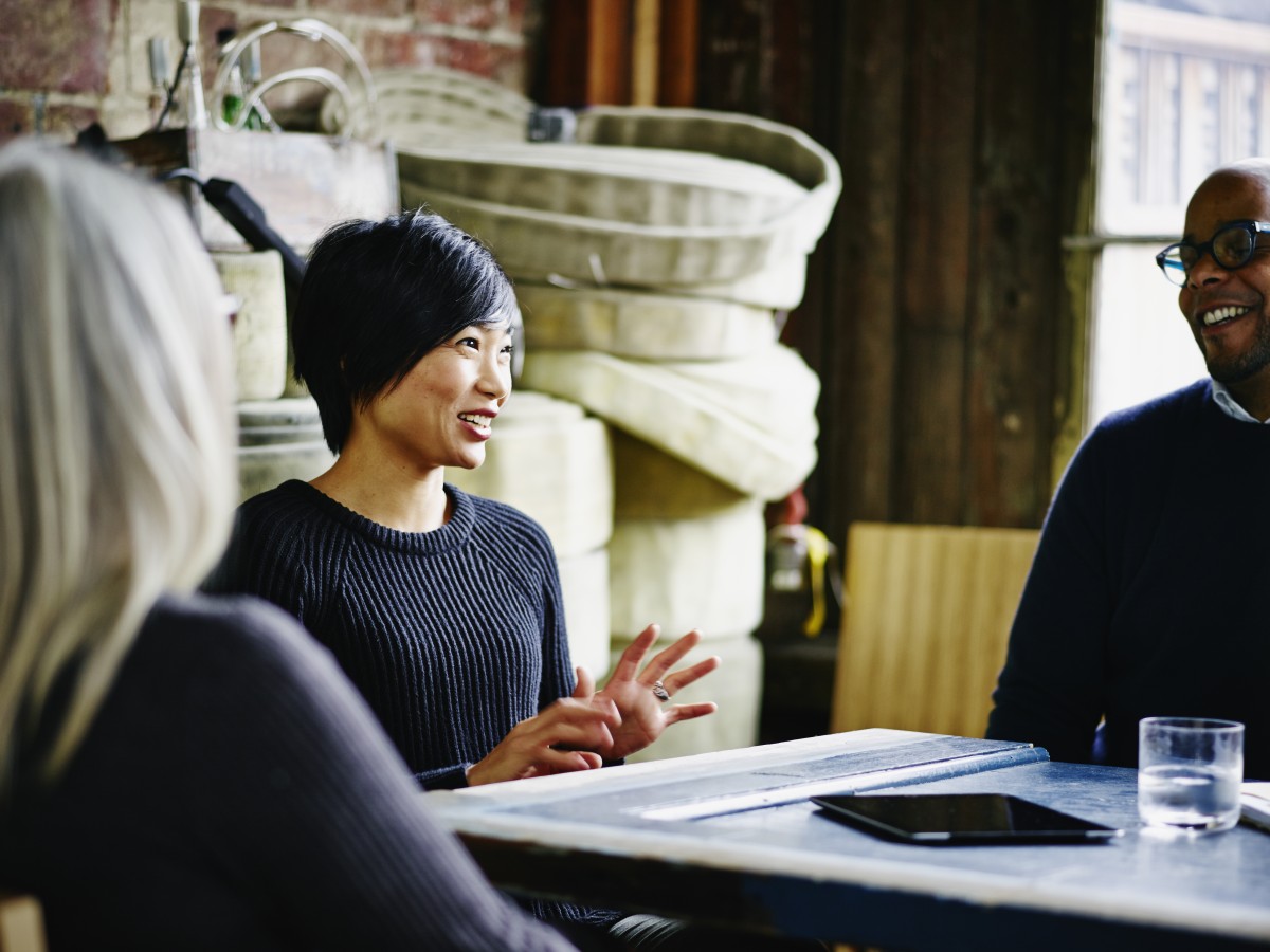 Woman leading discussion