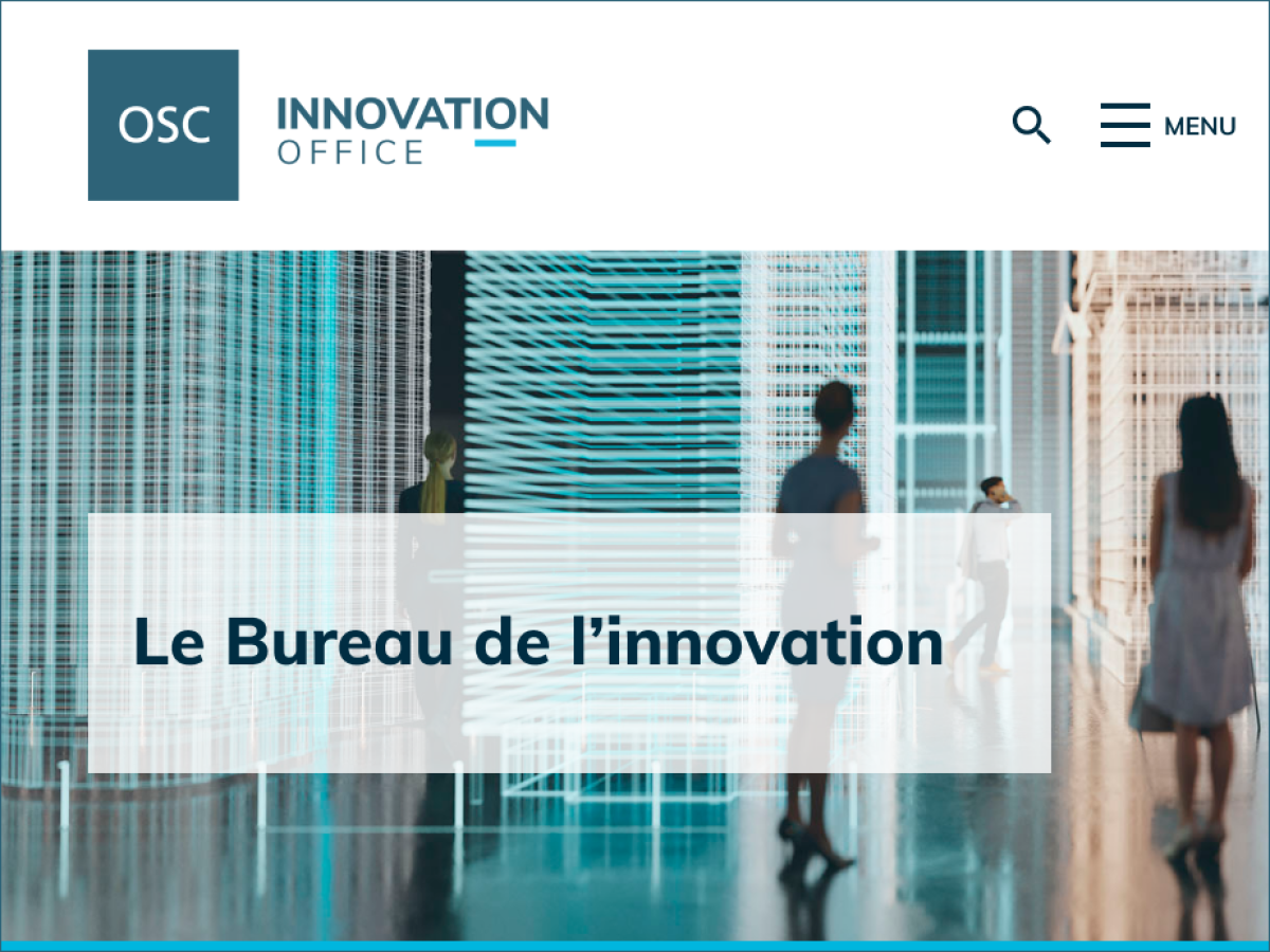 Page d'accueil du site Web du Bureau de l'innovation