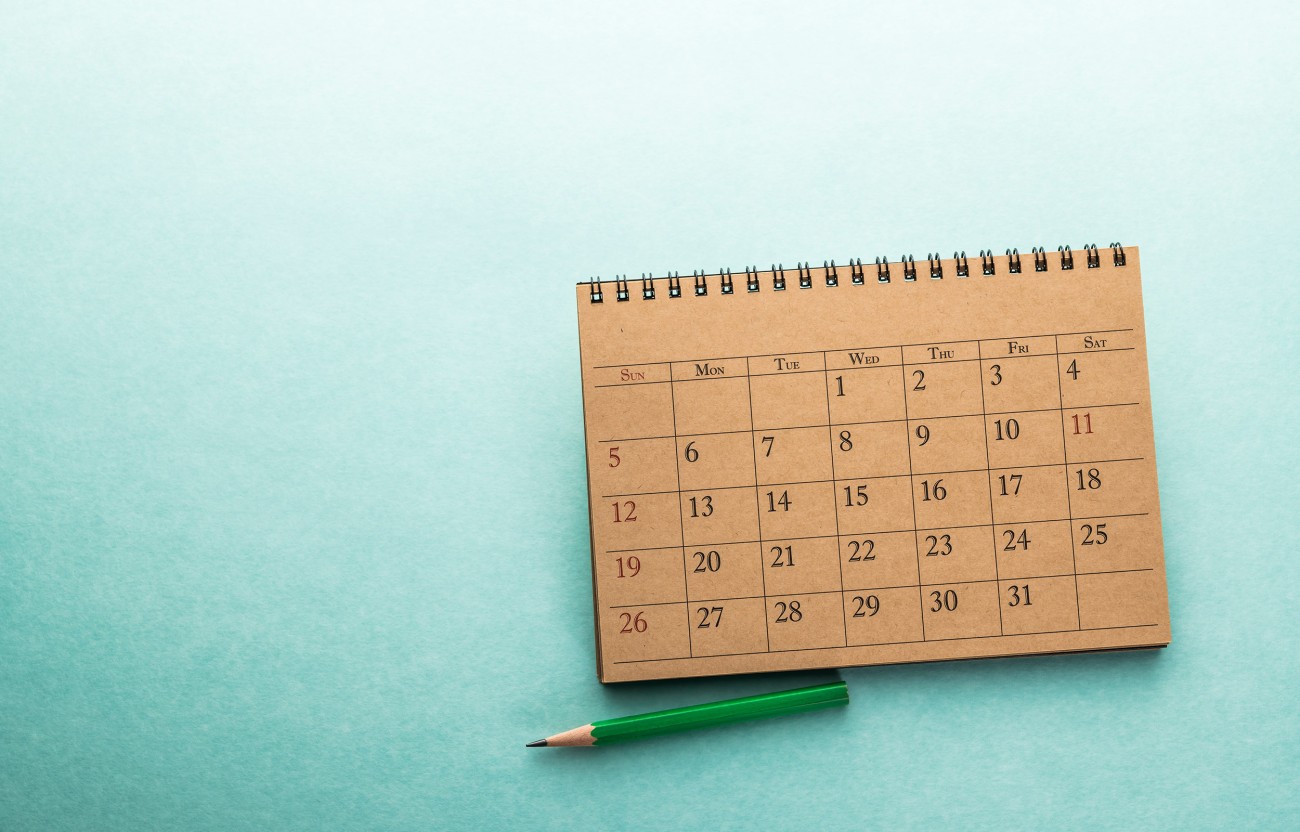 Calendar with green background