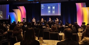 Investor Panel from L-R: Moderator Sonny Randhawa, Brigitte Catellier, Tom C.W. Lin and Sasha Tregebov