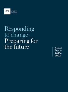 Cover of OSC Annual Report 2022: Responding  to change, Preparing for the future